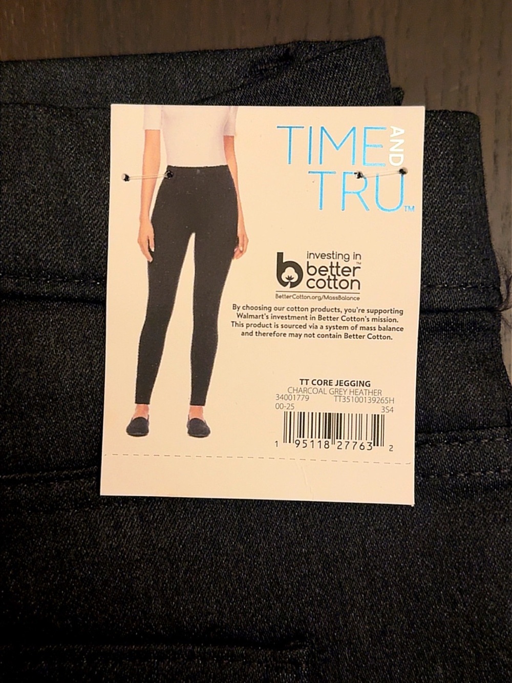 Time and Tru Charcoal Black Heather Slim TT Core Jeggings - Women's